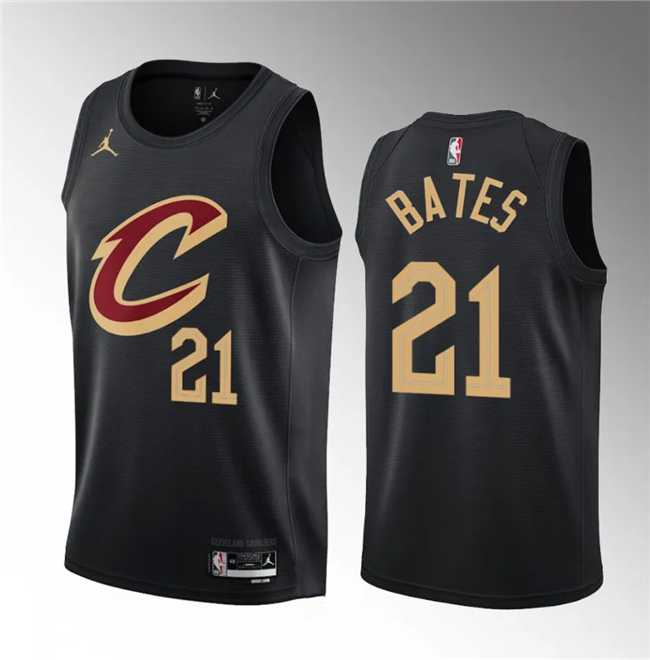 Men%27s Cleveland Cavaliers #21 Emoni Bates Black 2023 Draft Statement Edition Stitched Jersey Dzhi->charlotte hornets->NBA Jersey